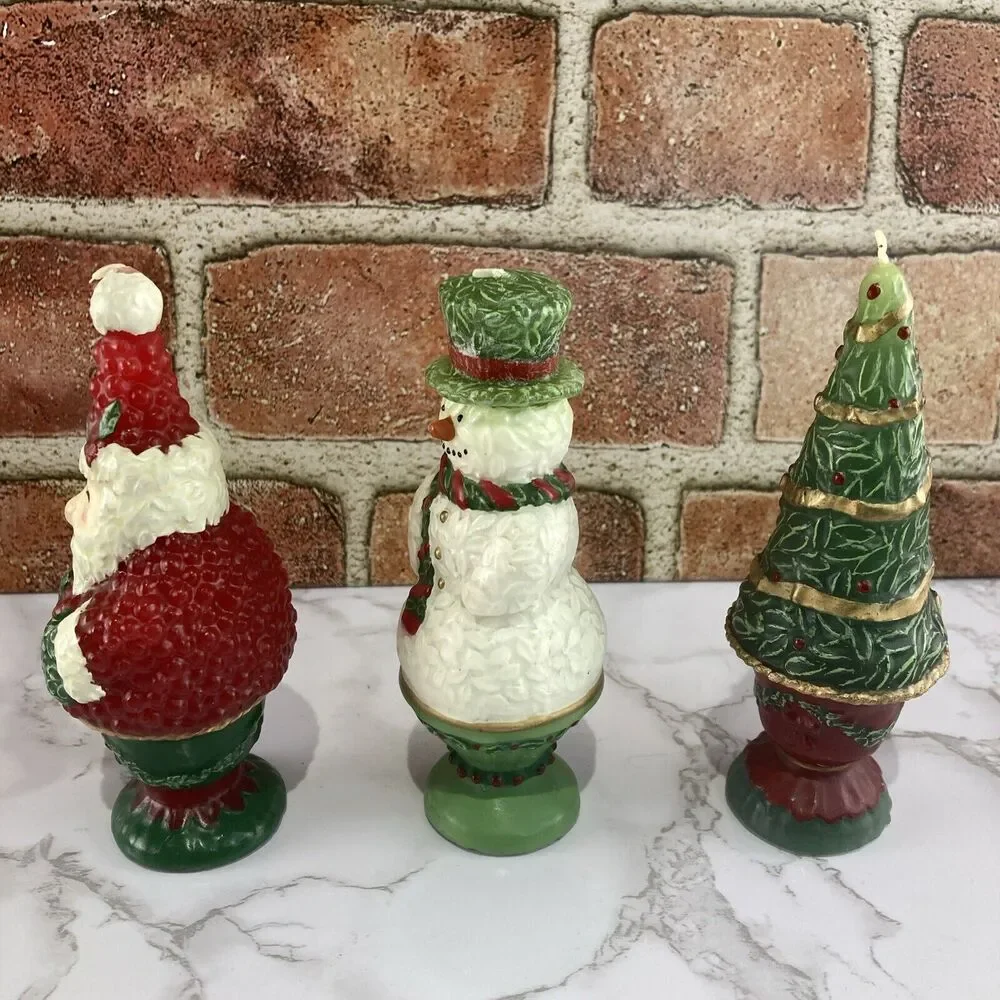 Christmas Topiary Candle Trio by The White Barn Candle Co. Santa Snowman Holiday